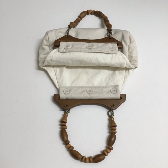 Philippines Purse Wood Bead Handles 100% Cotton Fabric Summer Bag Boho Vintage - Picture 4 of 16